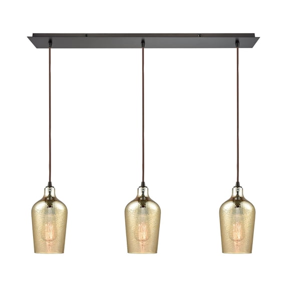 ELK Lighting 108 Hammered Glass 3 Light Linear Pendant Light