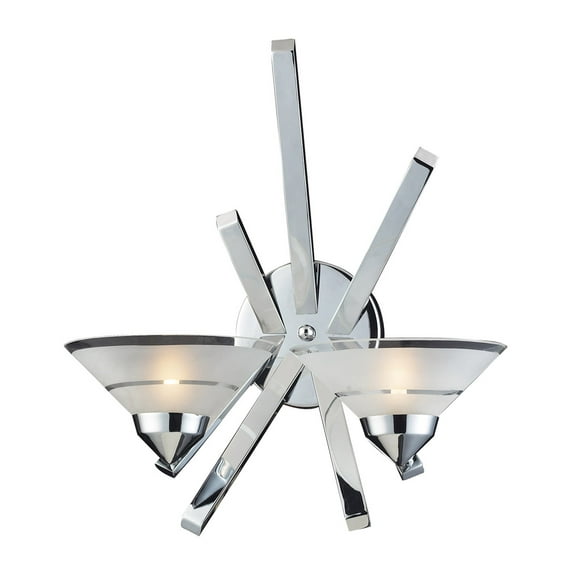 ELK Lighting 1478/2 Refraction 2 Light 15 inch Polished Chrome Sconce Wall Light in Etched Clear Glass