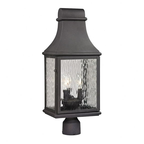 ELK Lighting 47075/3 Forged Jefferson Collection 3 Light Outdoor Post Light, 23 x 9 x 9, Charcoal