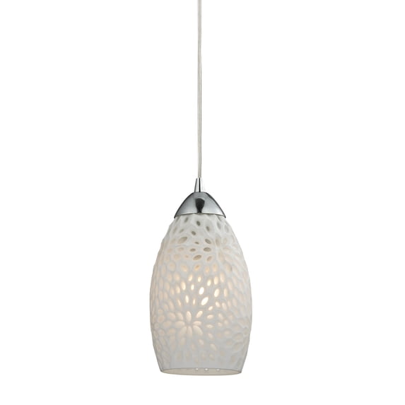 Elk Lighting Etched Glass 1 Light Pendant in Polished Chrome