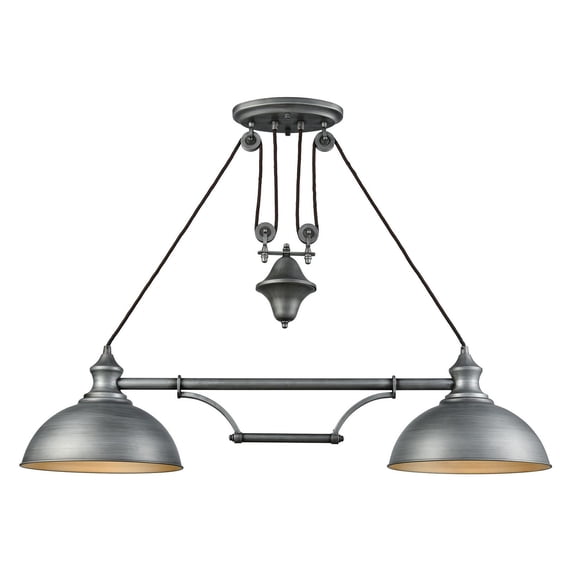 Elk Lighting Farmhouse - Two Light Pulldown Island, Weathered Zinc Finish