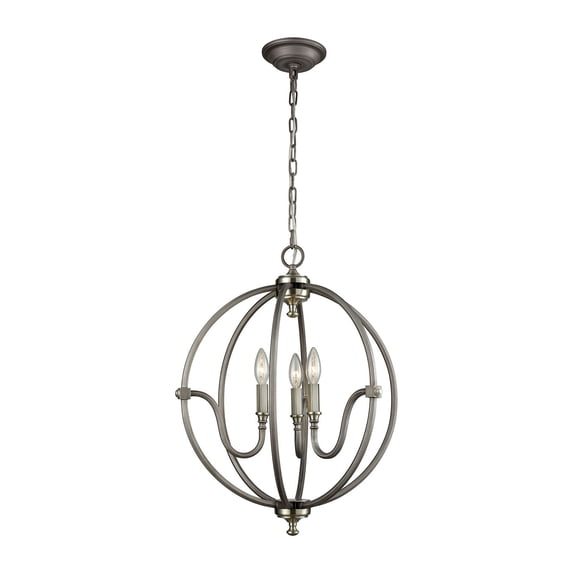 Elk Stanton Metal Chandelier In Weathered Zinc Finish 11846/3