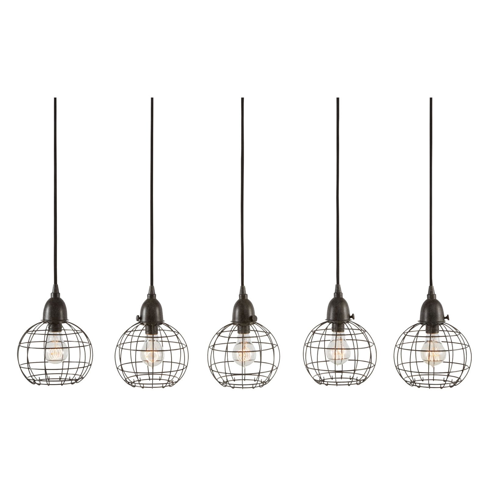 Black Wire Globe 5-Light Pendant