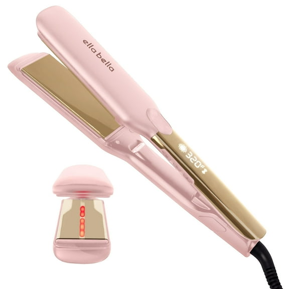 ELLA BELLA® Titanium Flat Iron Hair Straightener (with Infrared) • Professional Straightening Iron • Digital Display to Accurately Control Temperature • As Featured in Good Housekeeping (Pink)