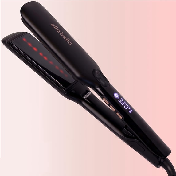 ELLA BELLA® Titanium Flat Iron Hair Straightener (with Infrared) • Professional Straightening Iron • Digital Display to Accurately Control Temperature • As Featured in Good Housekeeping (Black)