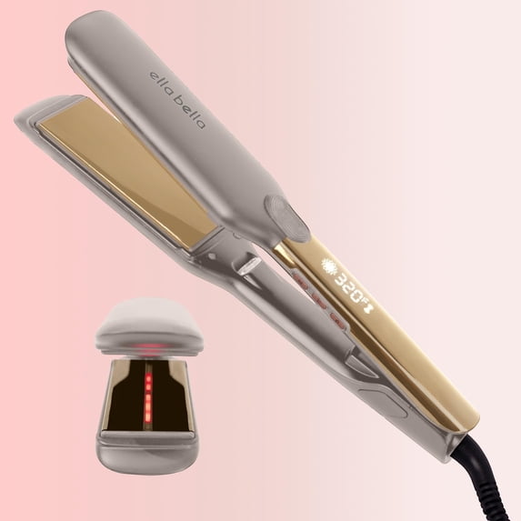ELLA BELLA® Titanium Flat Iron Hair Straightener (with Infrared) • Professional Straightening Iron • Digital Display to Accurately Control Temperature • As Featured in Good Housekeeping (Champagne)