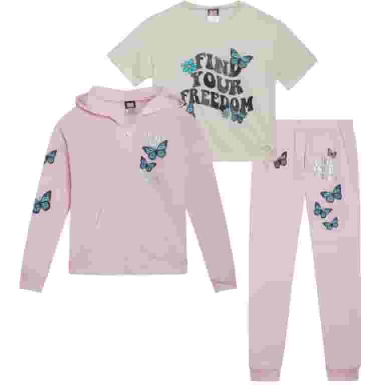 ELLA IN PINK Girls' Sweatsuit Set Piece Zip Up Hoodie, Graphic
