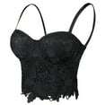 thumbnail image 1 of ELLACCI Women's Floral Lace Bustier Crop Top Gothic Corset Bra Tops Black X-Small, 1 of 9