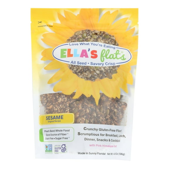 ELLAS FLATS - Crisp All Seed Sesame Flats - 4.8 Oz, Case of 6