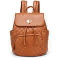 thumbnail image 1 of ELLE Compass 10L Fashion Vegan Leather Monogram Mini Backpack, Brown, 1-Piece, 1 of 9