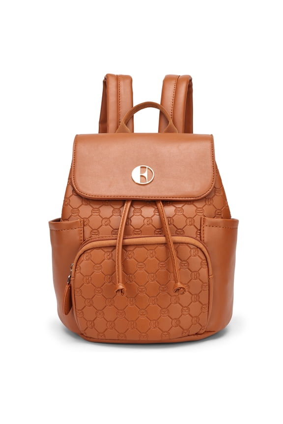Compass 10L Fashion Vegan Leather Monogram Mini Backpack, Brown, 1-Piece
