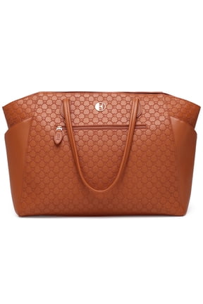 Compass 32L Vegan Leather Monogram Weekender Tote Bag | Brown