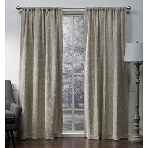 ELLE DECOR Bianca Room Darkening Blackout Back Tab Rod Pocket Curtain Panel Pair, 54x96, Champagne, Set of 2