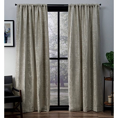 ELLE DECOR Ellis Botanical Light Filtering Back Tab Rod Pocket Curtain Panel Pair, 54"x96", Seafoam, Set of 2
