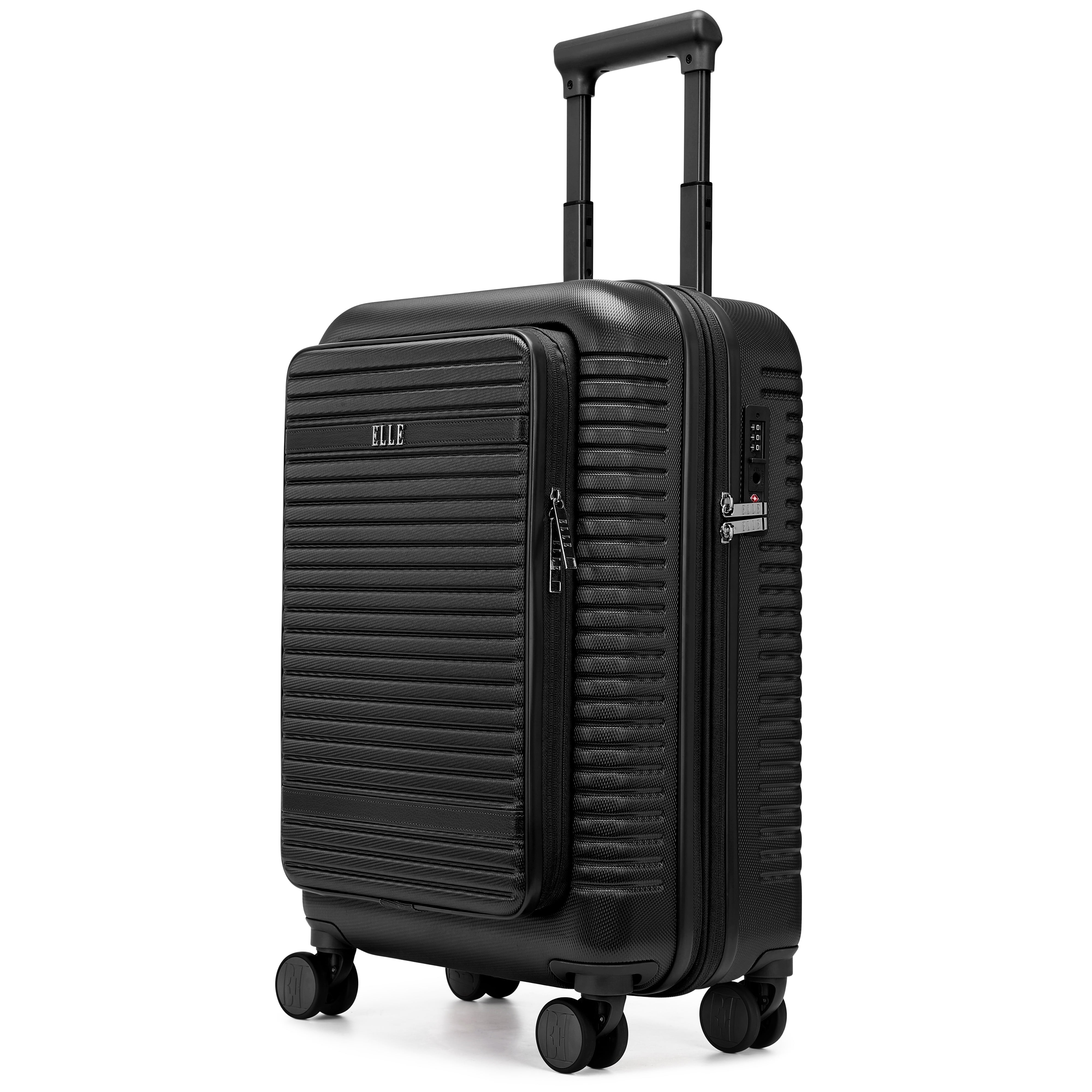 ELLE Escape Expandable Carry-on Suitcase with Front Laptop Pocket | Black