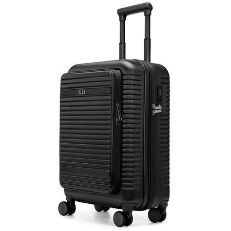 ELLE Escape Expandable Carry-on Suitcase with Front Laptop Pocket | Black