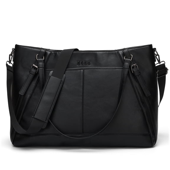 ELLE Leisure Luxe 33L Fashion Vegan Leather Weekender Tote Bag, Black