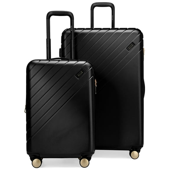 ELLE Louvre 2 Piece Expandable Polycarbonate Spinner Luggage Set | Black