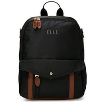 ELLE Luxe Journey 18L Twill and Vegan Leather Backpack | Black
