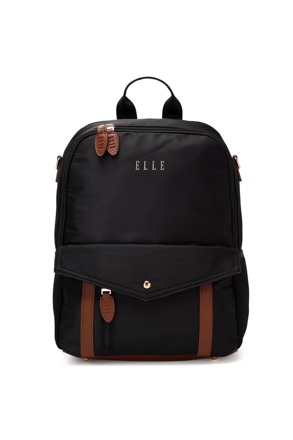 Luxe Journey 18L Twill and Vegan Leather Backpack | Black