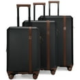 thumbnail image 1 of ELLE Luxe Journey 3 Piece Expandable Retro Spinner Luggage Set | Black, 1 of 8