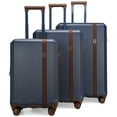 thumbnail image 1 of ELLE Luxe Journey 3 Piece Expandable Retro Spinner Luggage Set | Navy, 1 of 7
