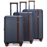ELLE Luxe Journey 3 Piece Expandable Retro Spinner Luggage Set | Navy