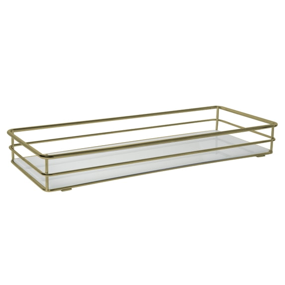 ELLE Paris 15.7"x6.5" Rectangular Mirrored Vanity Tray in Gold