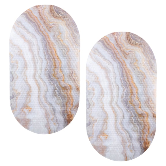 ELLE Paris 2 Pack Oval Bubble PVC Bathmat with Agate Design