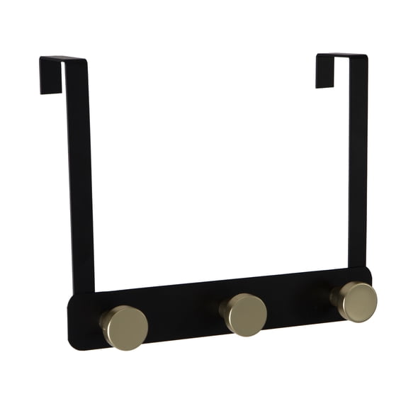 ELLE Paris 3 Hook Iron over the Door Hook in Matte Black and Gold