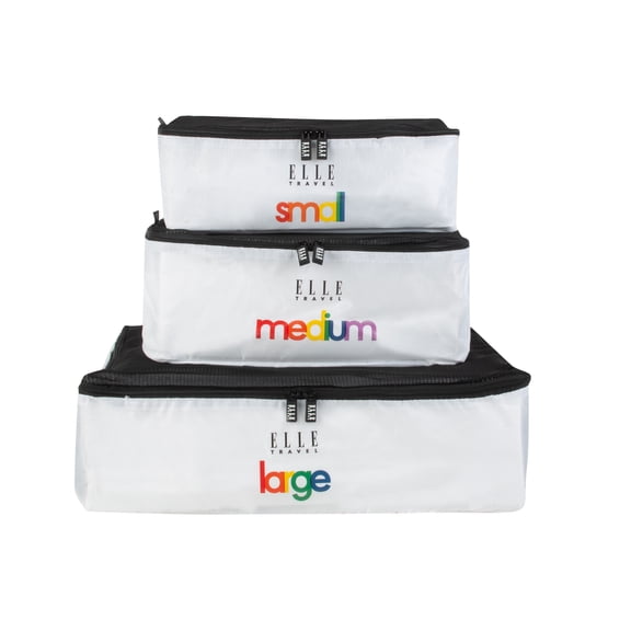 ELLE Paris 3 Piece EPI Leather Packing Cube Set in White