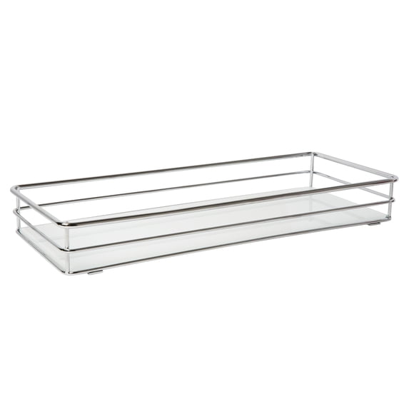 ELLE Paris Limoges Collection Metal Freestanding Vanity Tray Chrome