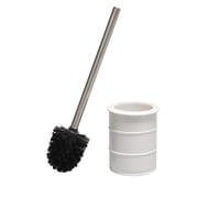 ELLE Paris Modern Ridge Design Toilet Brush & Holder in White