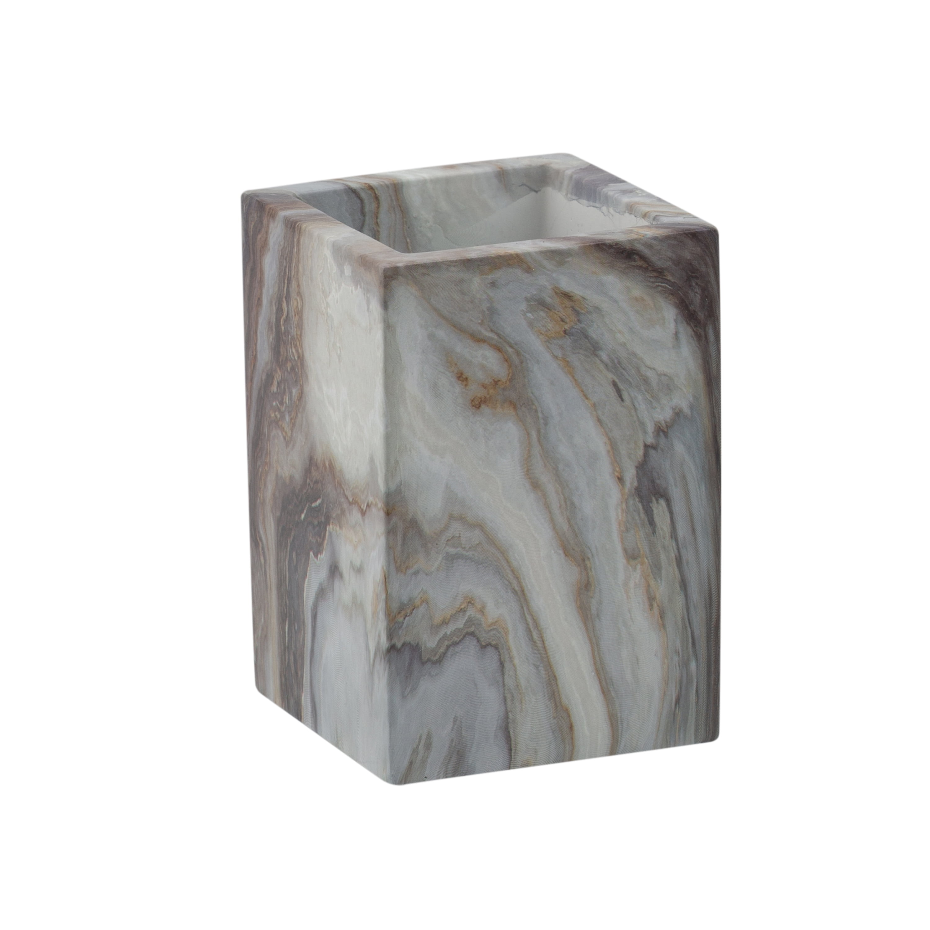 ELLE Paris Polyresin Tumbler Cup Toothbrush Holder, Gray Agate