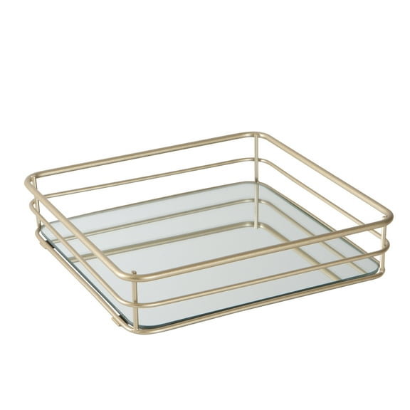 ELLE Paris Square 10"x10" Mirrored Vanity Tray in Gold