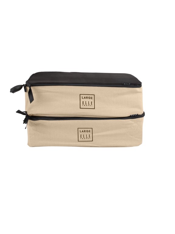 Paris Travel 2 Pack Large Canvas Rectangle Packing Cubes in Ivory