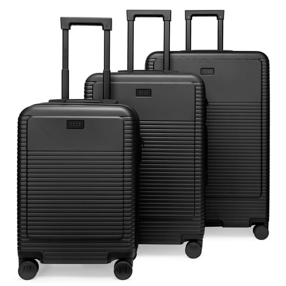 ELLE Passage 3 Piece Expandable Retro Spinner Luggage Set | Black