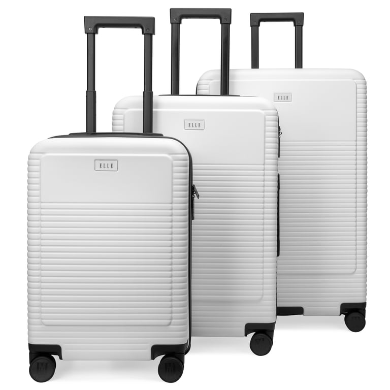 3冊　ELLE Collections Elle 31 Inch Adult 3-Piece Spinner Carry-On Luggage Set, White