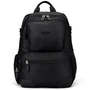 Elle Voyage 20L Twill Polyester and Vegan Leather Travel Backpack with Trolley Holder, Black