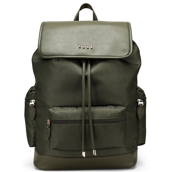 ELLE Wayfarer 23L Monogram Travel Backpack | Olive Green