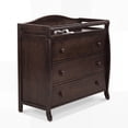 thumbnail image 1 of ELLEGHT 3-Drawer Dresser Changer, Changing Table, Nursery Dresser with Safety Belt, Guardrails & Changing Top for Baby Nursery in Brown, 1 of 8