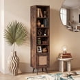 thumbnail image 1 of ELLEGNT 1 PCS 6‑Tier Storage Cabinet - 54 Inch Tall Narrow Bookcase with Adjustable Shelf, Rustic Brown, 1 of 9