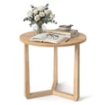 thumbnail image 1 of ELLEGNT 1 PCS Rubber Wood Round Side Table – Triangular Support End Table for Bedroom, Living Room, or Small Space Natural, 1 of 9