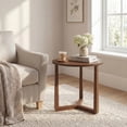 thumbnail image 1 of ELLEGNT 1 PCS Rubber Wood Round Side Table – Triangular Support End Table for Bedroom, Living Room, or Small Space, 1 of 10