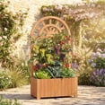 thumbnail image 1 of ELLEGNT 1 PCS Wooden Raised Garden Bed with Trellis – 48" Planter Box, Drainage Holes Brown, 1 of 9