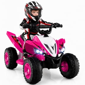 ELLEGNT 12V Kids Ride-On ATV Quad 4-Wheeler Toy with Music, Light, USB Port, Wireless Connection, One-Touch Start, Power Display, Battery Powered for Ages 3+, Pink