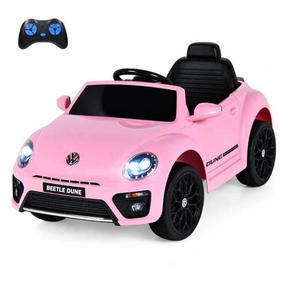 ELLEGNT 12V Licensed Volkswagen Beetle Kids Electric Car with Parent Remote 37-96 Months, Pink