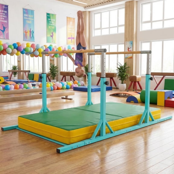 ELLEGNT 13-Level Adjustable Double Horizontal Bars - 33"-57" Height Range & Width-Adjustable Green