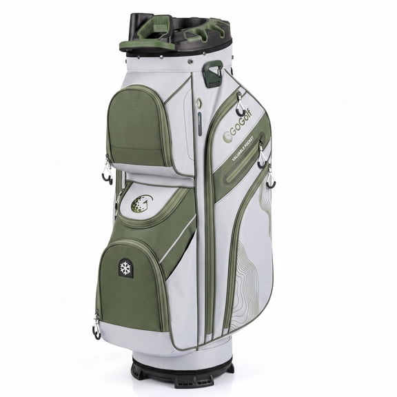 ELLEGNT 14‑Way Full Length Divider Golf Cart Bag – Molded Lock Top, 11 Pockets for Storage, White Green