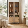 thumbnail image 1 of ELLEGNT 2 PCS 6‑Tier Storage Cabinet - 54 Inch Tall Narrow Bookcase with Adjustable Shelf, Natural, 1 of 4